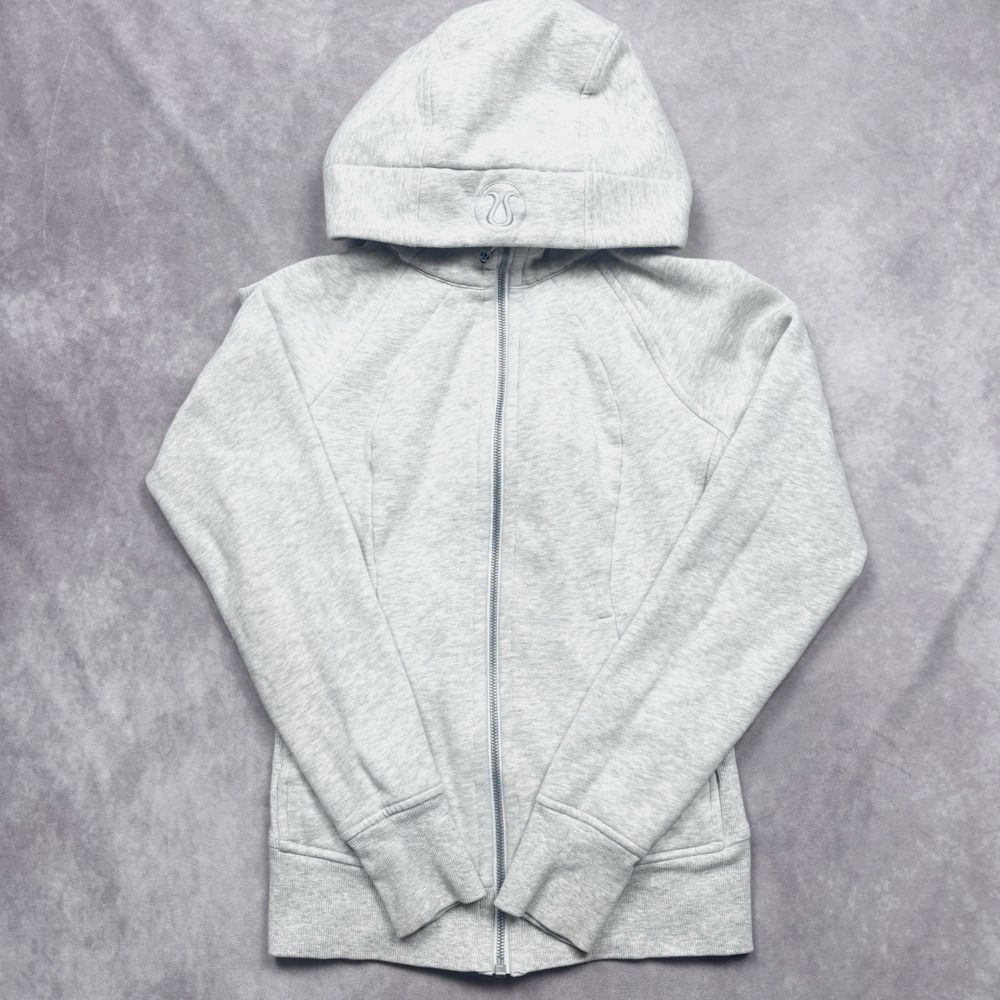 Lululemon Scuba Hoodie Womens Sz 2 Heathered Gray Full Zip Cotton Fleece Jacket